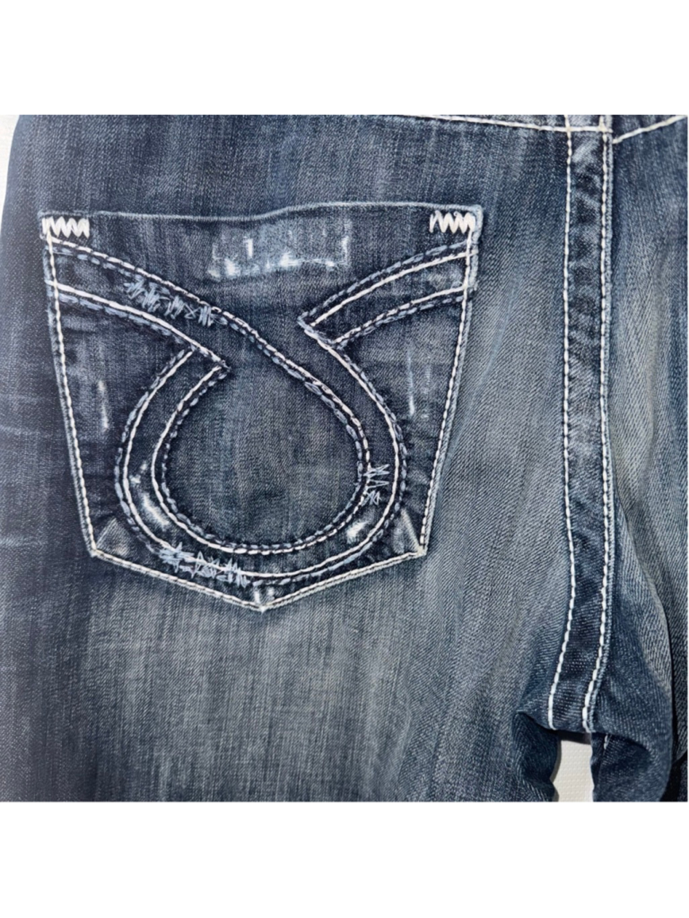 Big Star Pioneer Bootcut Jeans 34R Blue The Legendary Distressed Thick Stitch - Picture 9 of 16